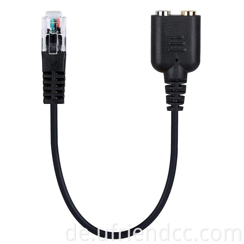 RJ9/RJ11 bis 2 Port 3,5 mm weibliches Headset -Adapterkabel für Telefon